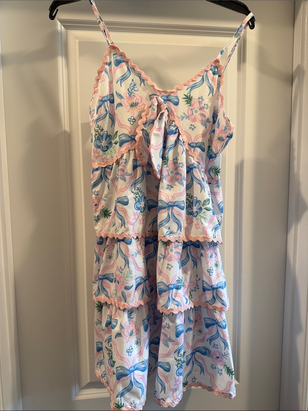 Simply Southern Pink and Blue Floral Ruffled dress